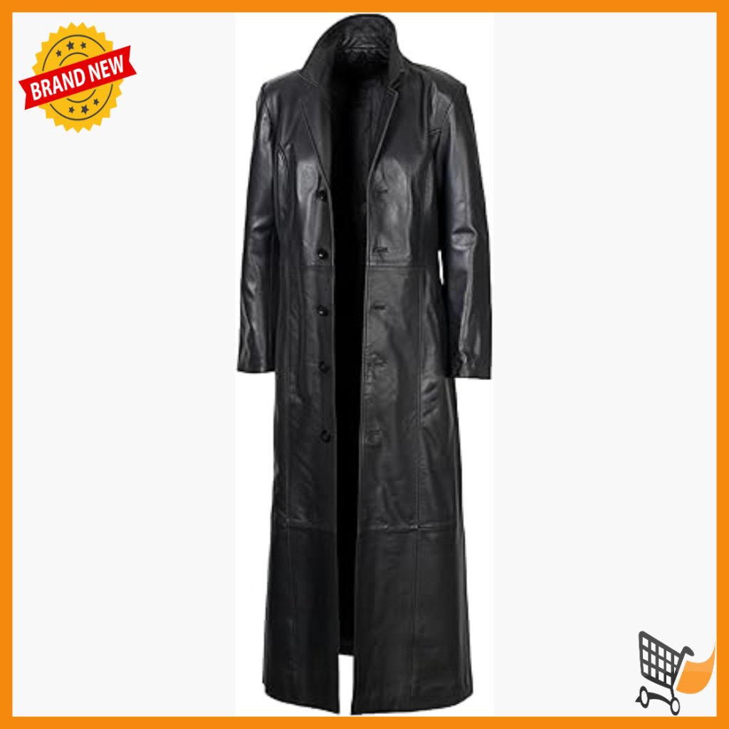 Xl Lambskin Leather Trench Coat Long Duster Overcoat Mens Winter Outwear